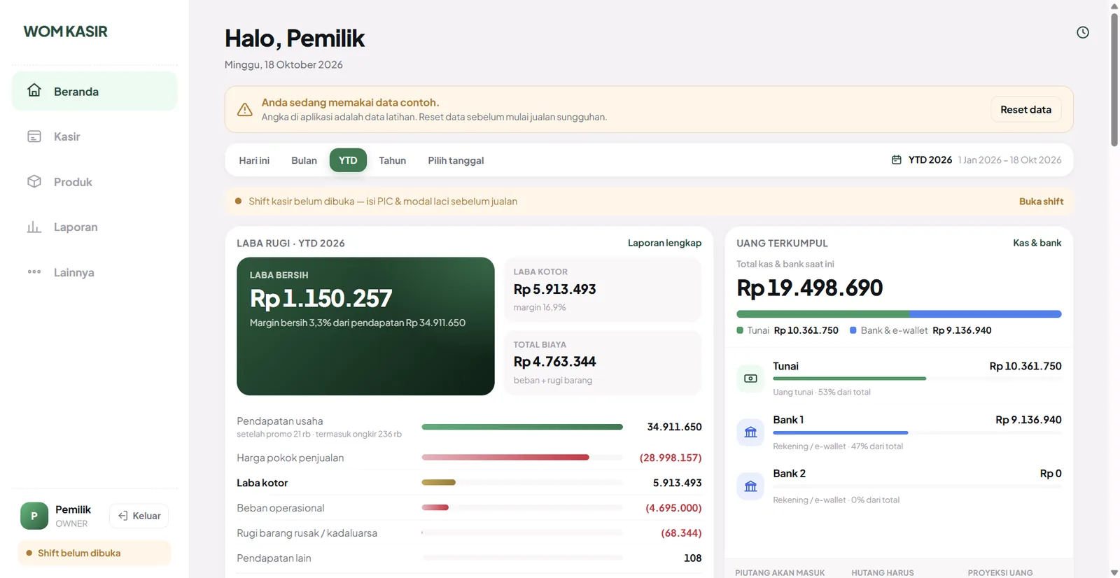 Laba bersih langsung di beranda